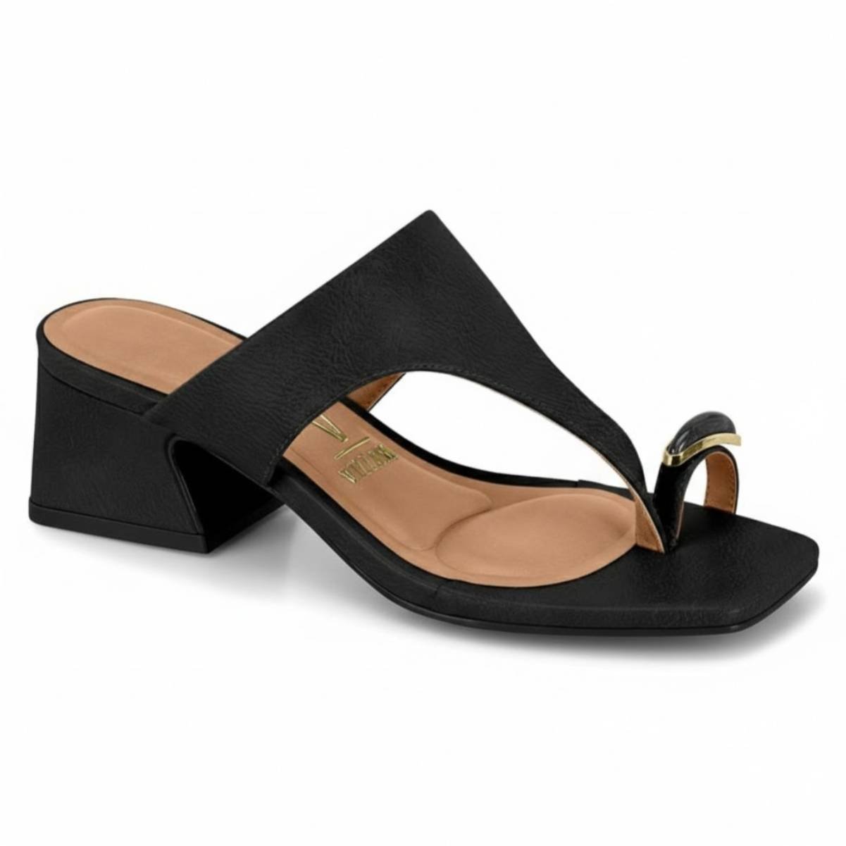Sandalia de Dedo Femina Vizzano Salto Baixo Grosso Casual Tamanco Confortavel Original