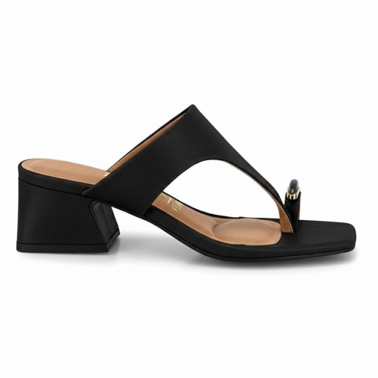 Sandalia de Dedo Femina Vizzano Salto Baixo Grosso Casual Tamanco Confortavel Original Preto 2
