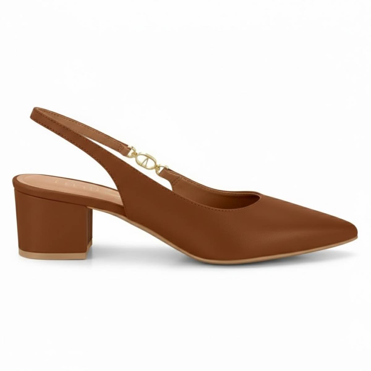 Sapato Feminino Vizzano Scarpin Slingback Casual Confortavel Original Marrom 2