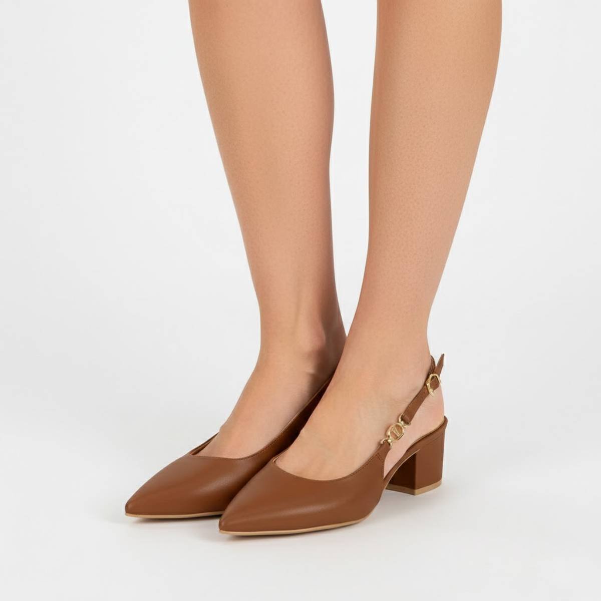 Sapato Feminino Vizzano Scarpin Slingback Casual Confortavel Original Marrom 3