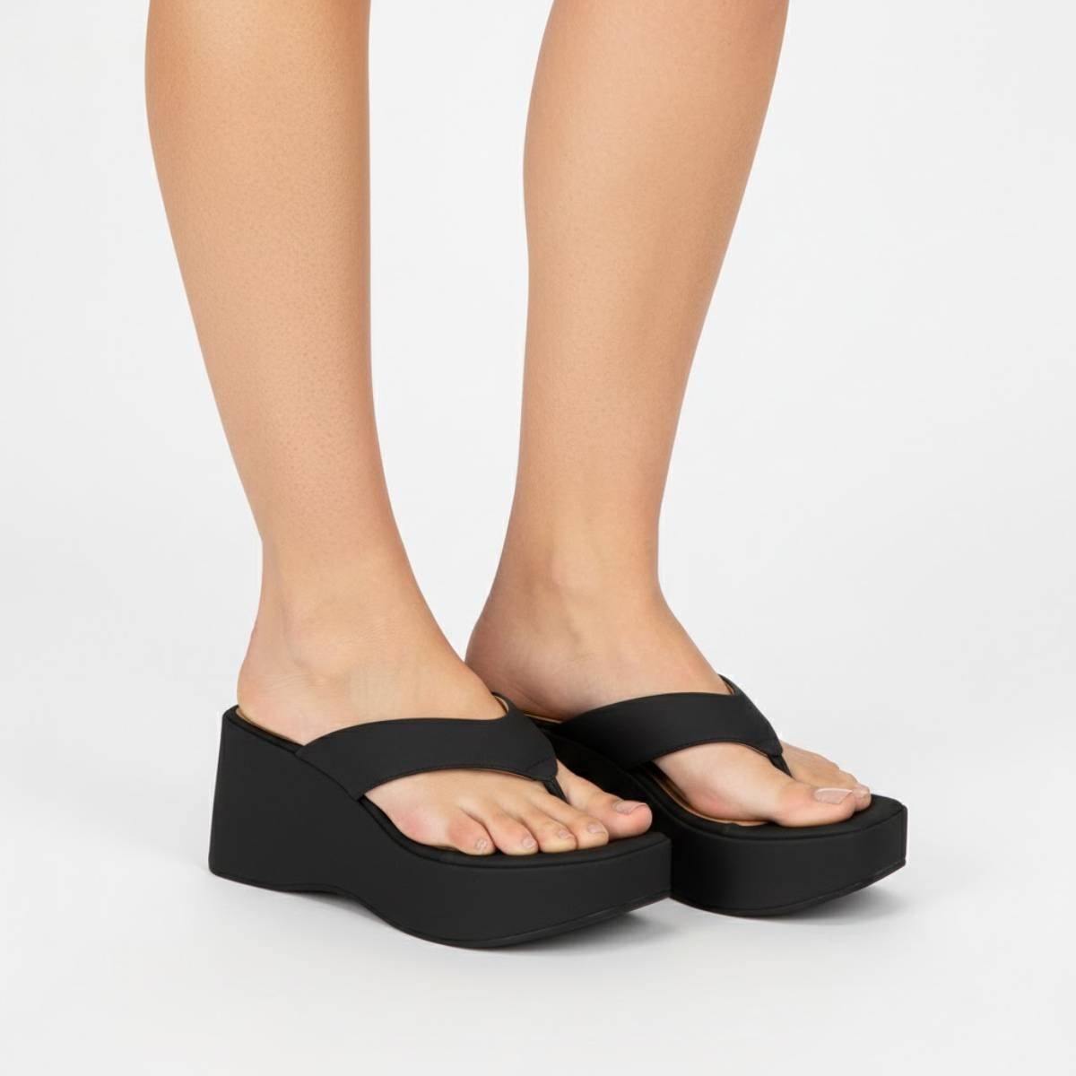 Tamanco Feminino Vizzano Plataforma Salto Alto Anabela Confortavel Original Preto 3