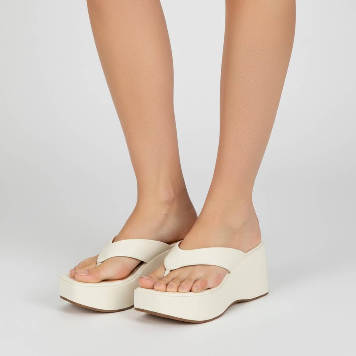Tamanco Feminino Vizzano Plataforma Salto Alto Anabela Confortavel Original Branco 3