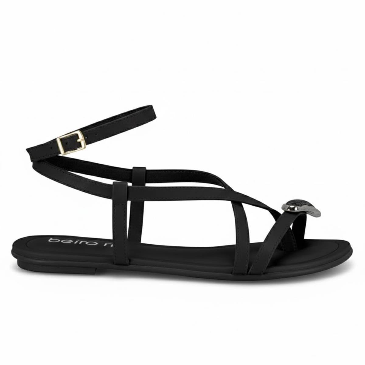 Sandalia de Dedo Feminina Beira Rio Rasteira Confortavel Original Preto 2