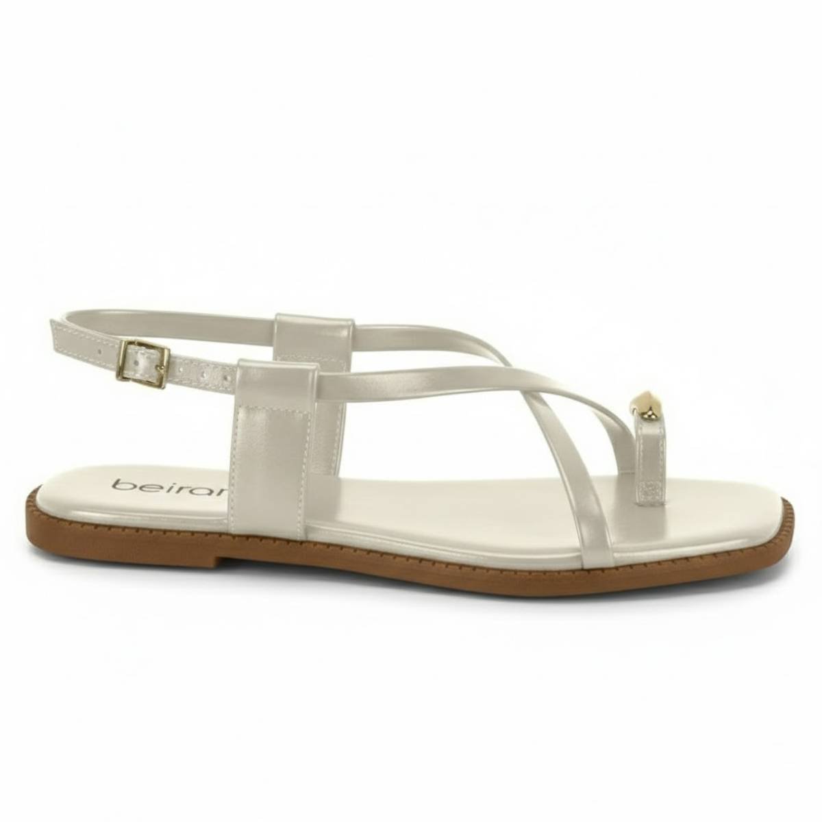 Sandalia de Dedo Beira Rio Rasteirinha Fivela Confortavel Original Prata 2