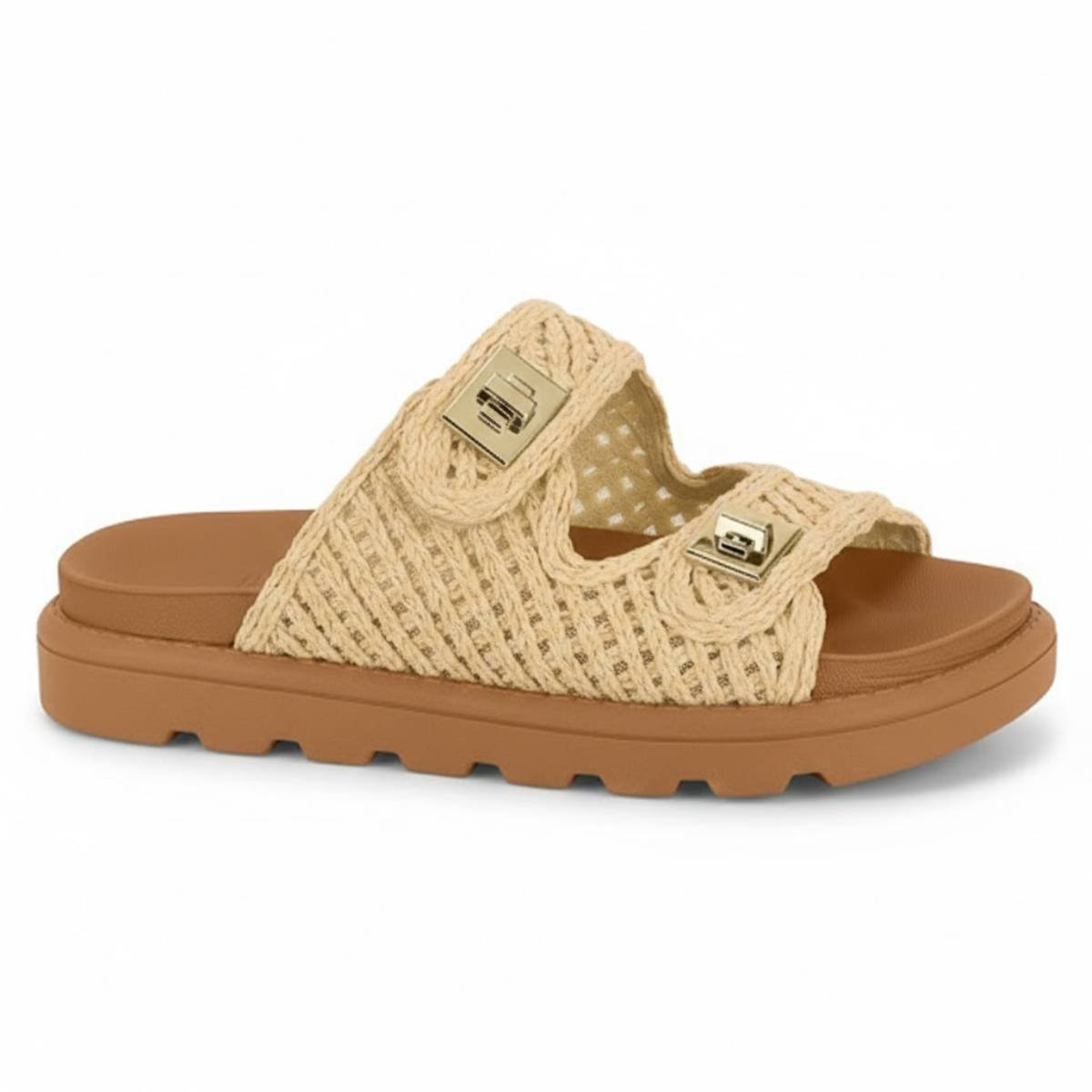 Sandalia Feminina Vizzano Papete Tratorada Casual Confortavel Original Bege 2