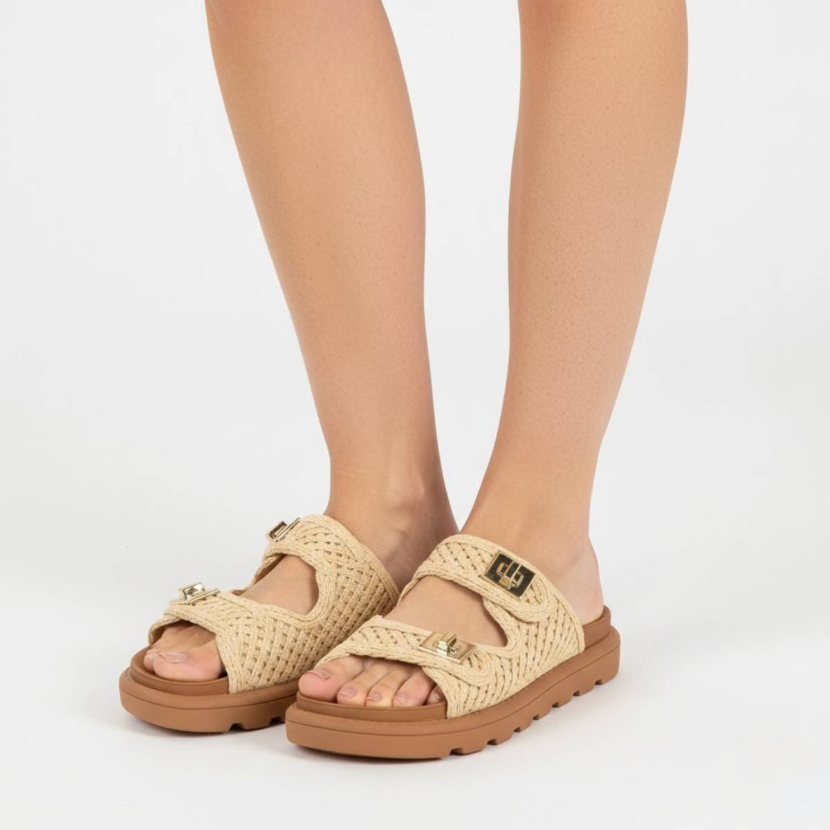 Sandalia Feminina Vizzano Papete Tratorada Casual Confortavel Original Bege 3