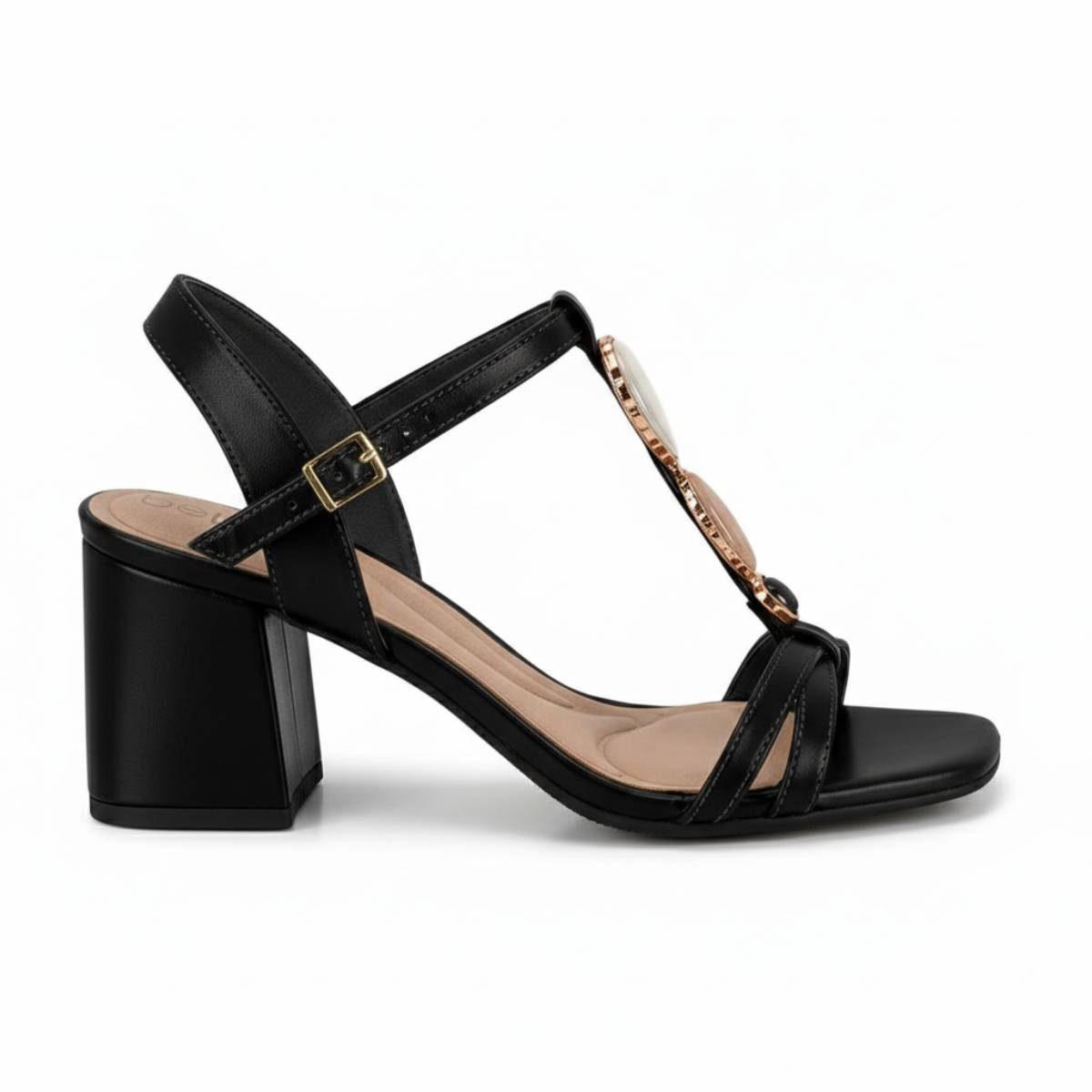 Sandalia Beira Rio Confortavel Salto Alto Grosso Fivela Confortavel Original Preto 2