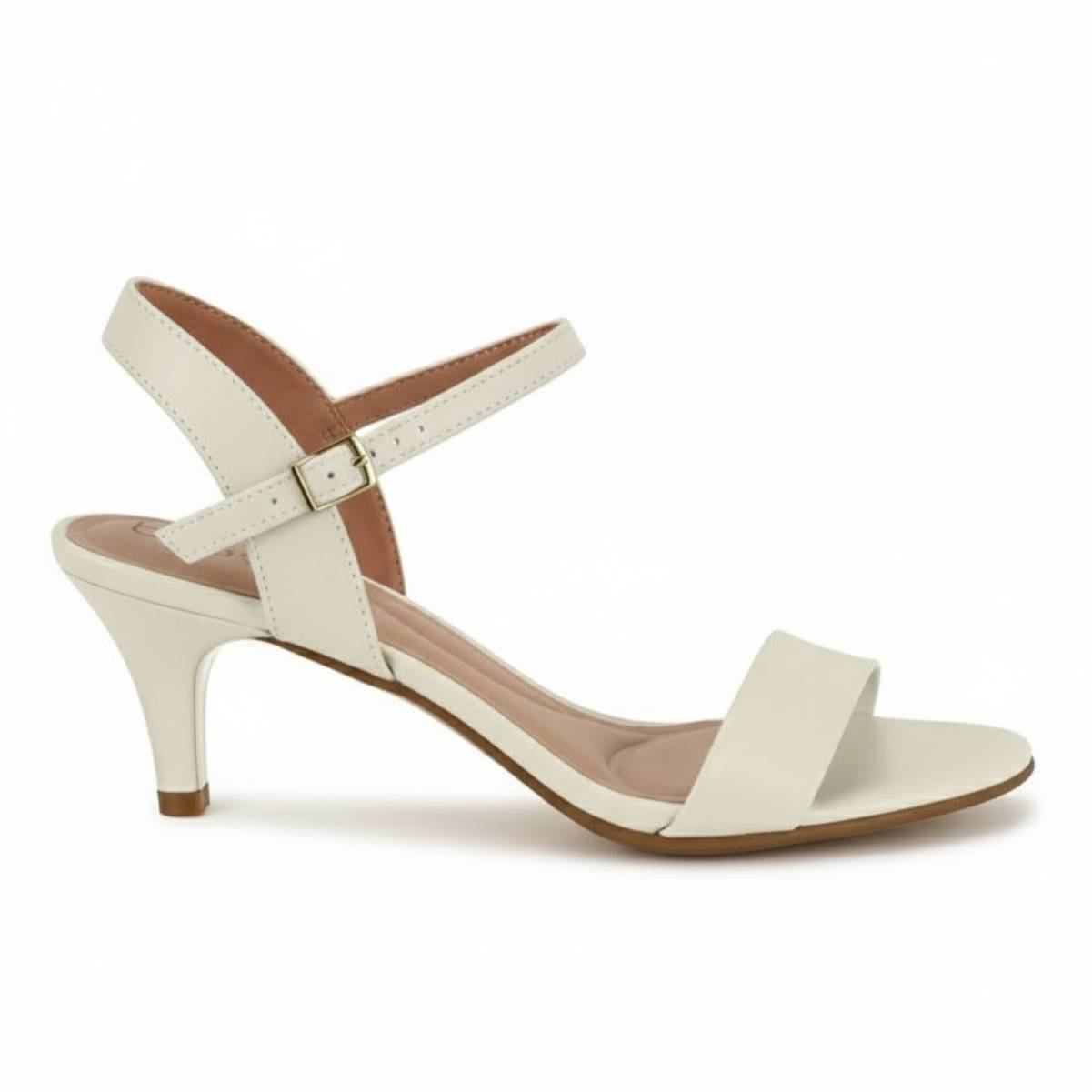 Sandalia Feminina Beira Rio Casual Salto Fino Medio Fivela Confortavel Original Branco 2