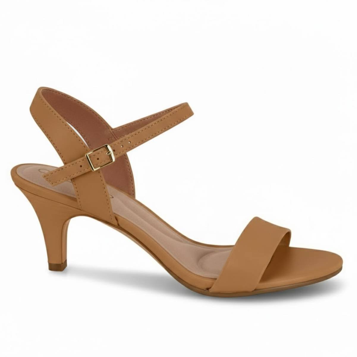 Sandalia Feminina Beira Rio Casual Salto Fino Medio Fivela Confortavel Original Marrom 2