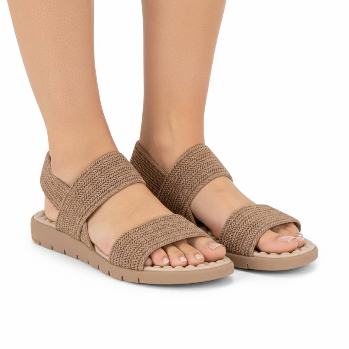 Sandalia Modare Feminino Ultraconforto Esporao Elastico Confortavel Original Bege 3