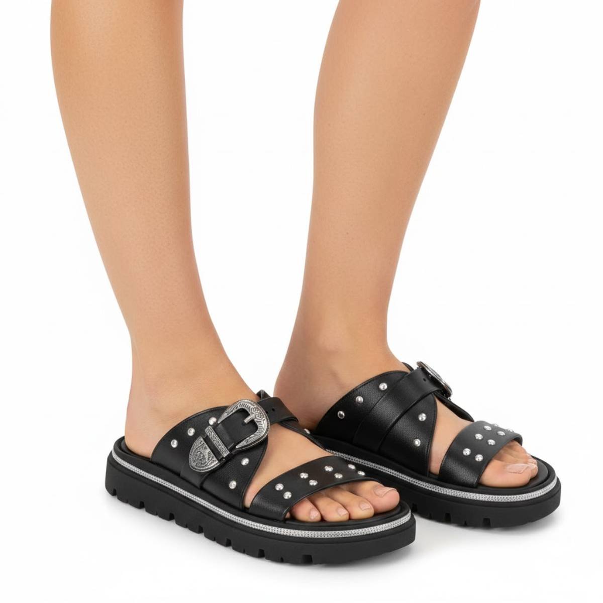 Sandalia Moleca Papete Slide Feminino Confortavel Original Preto 3