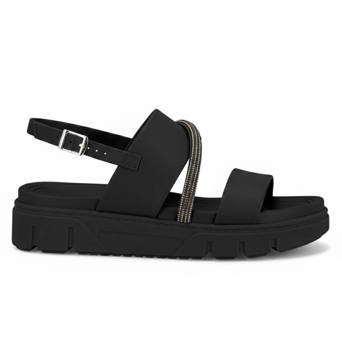 Sandalia Moleca Papete Tratorada Fivela Feminina Preto 2