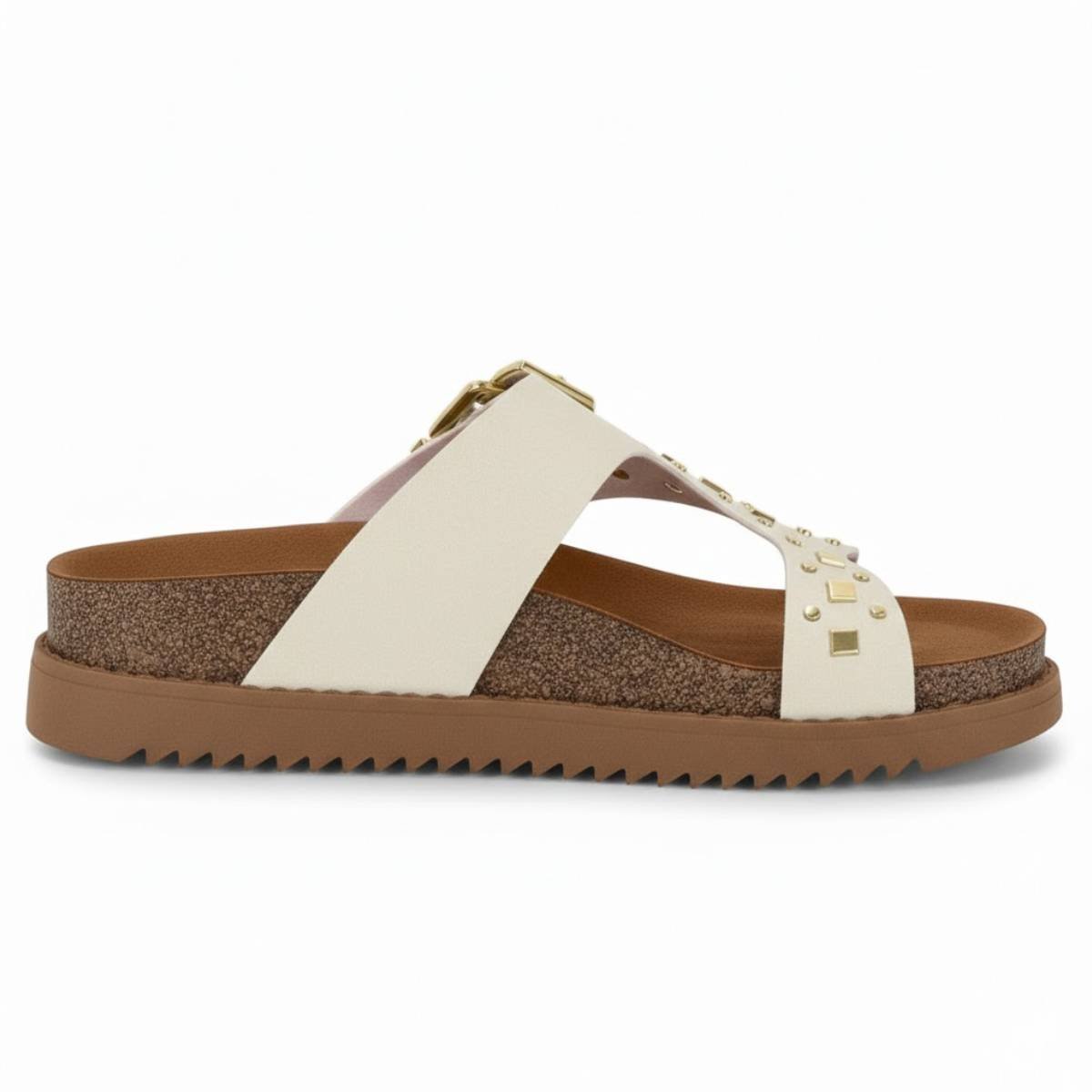 Sandalia Moleca Papete Fivela Tira Tratorada Feminina Confortavel Original Branco 2