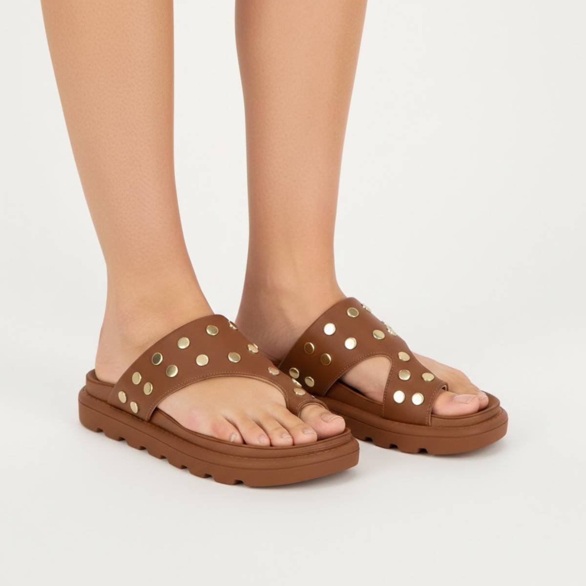 Sandalia Vizzano Casual Slide de Dedo Feminino Confortavel Original Mocca 3