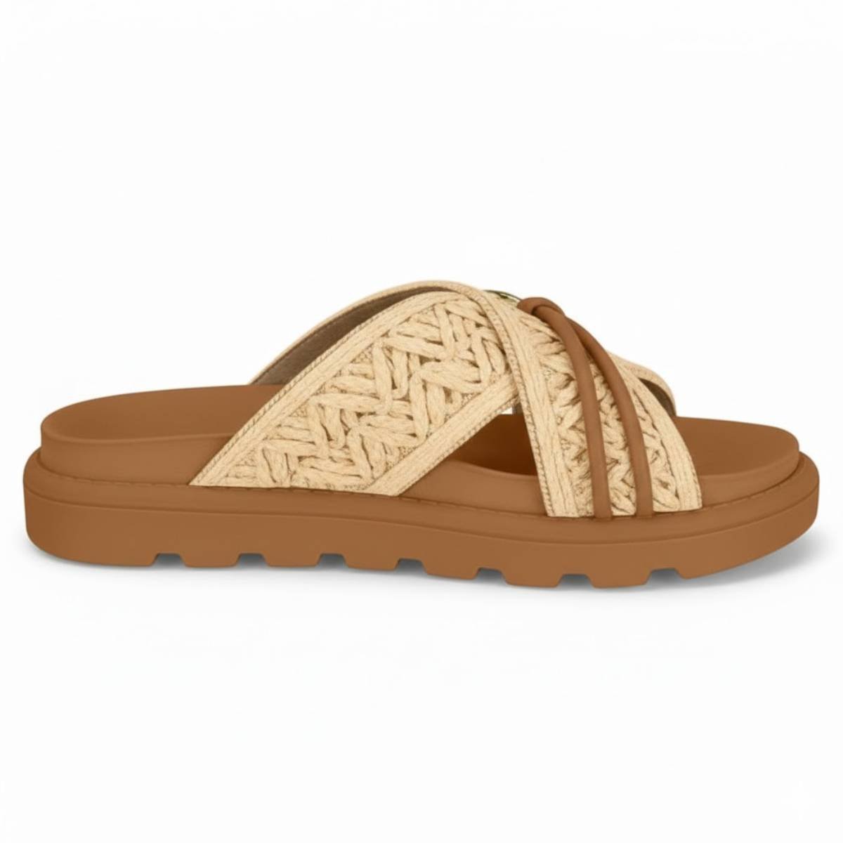 Sandalia Vizzano Casual Slide Tratorada Feminina Confortavel Original Camel 2