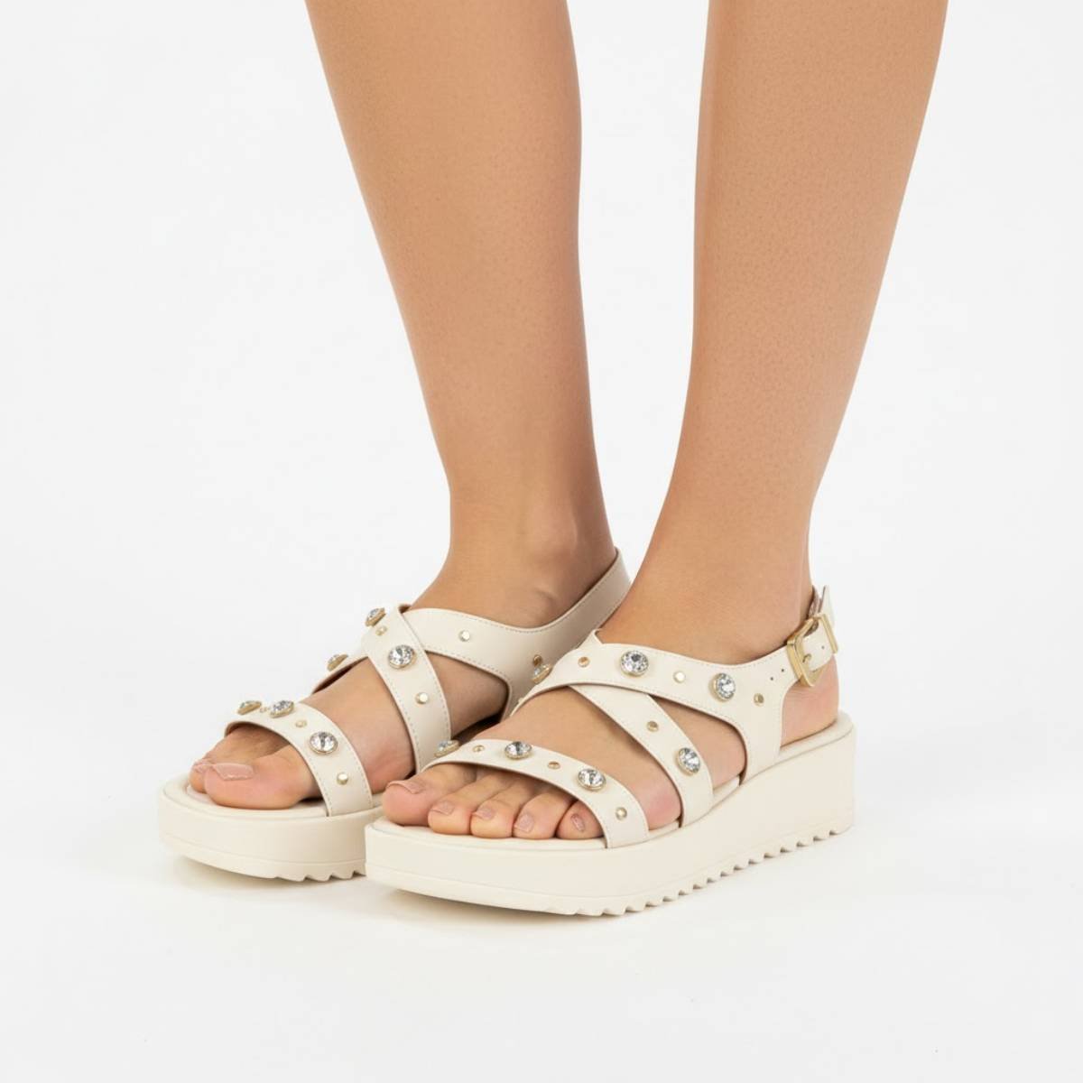 Sandalia Vizzano Fivela Tratorada Flatform Feminina Confortavel Original Branco 3