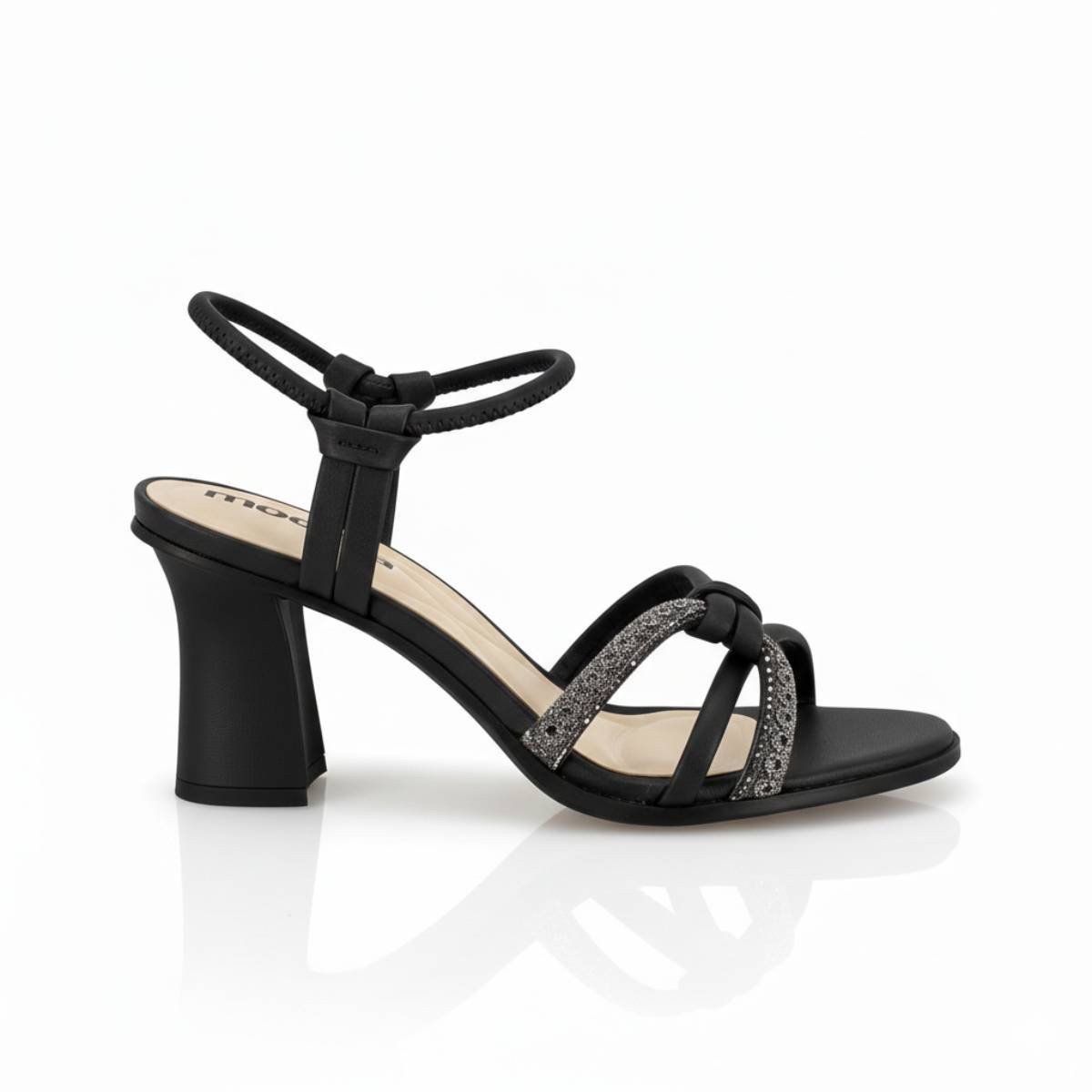 Sandalia Moleca Salto Alto Bloco Quadrado Fivela Preto 2