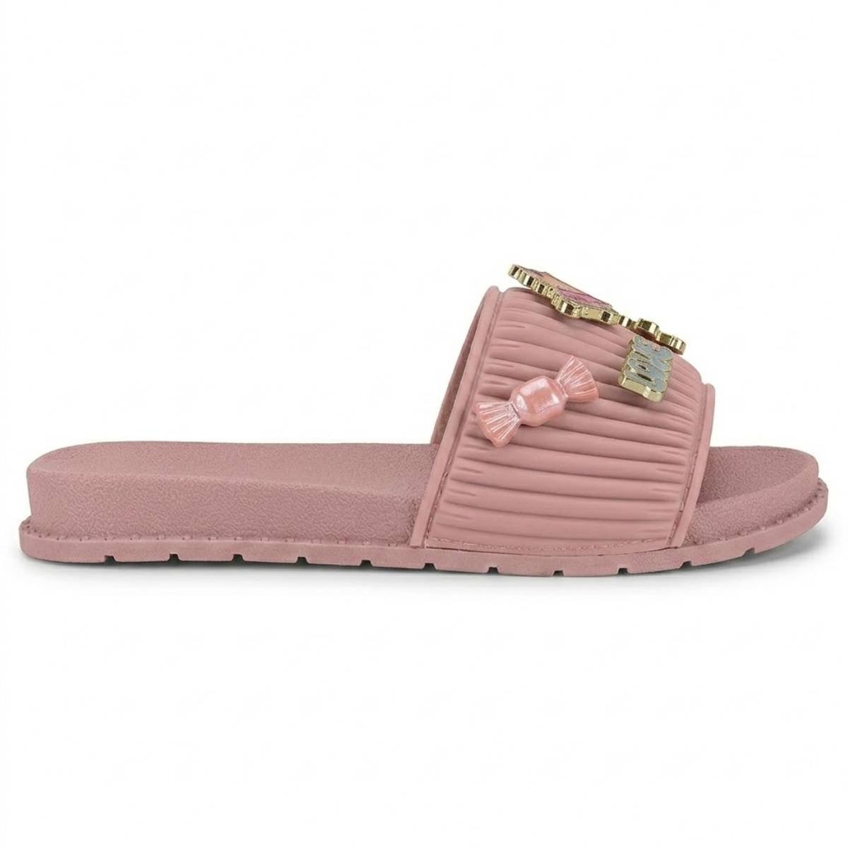 Sandalia Menina Babuche Moleca Slide Feminina Rosa 2