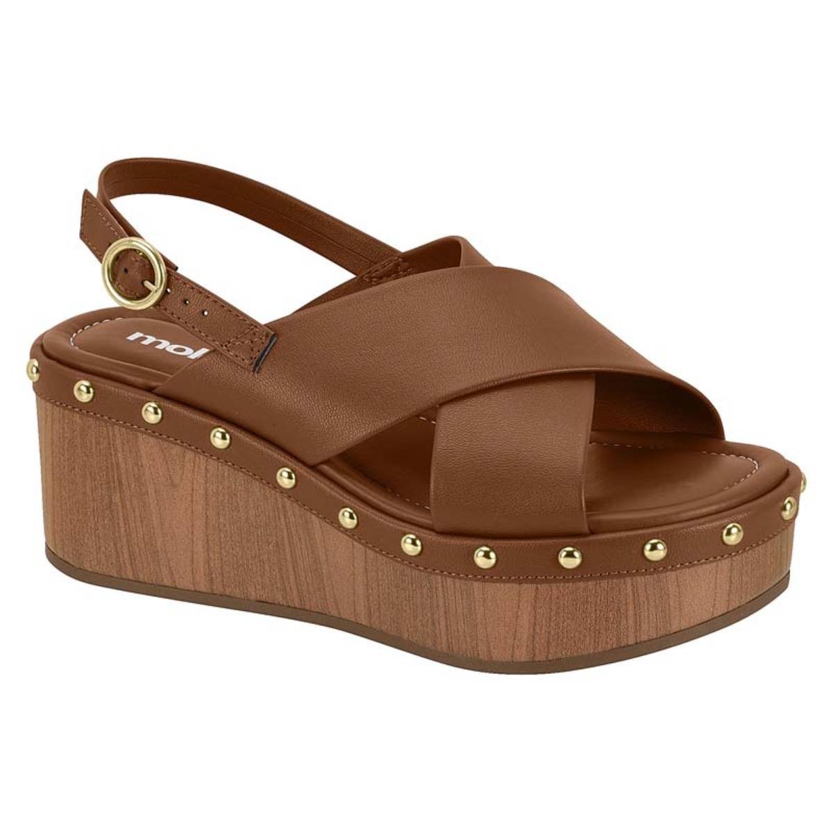 Sandalia Feminina Moleca Salto Medio Tiras Fivela