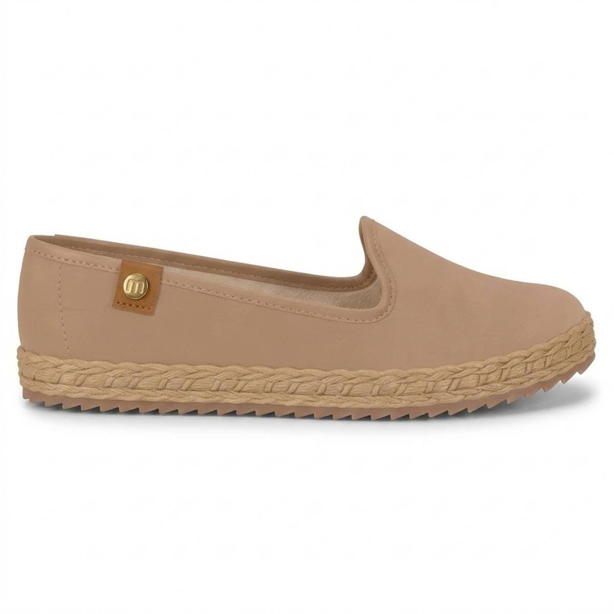 Mocassim Feminino Moleca Slip On Salto Baixo Confortavel Bege 2