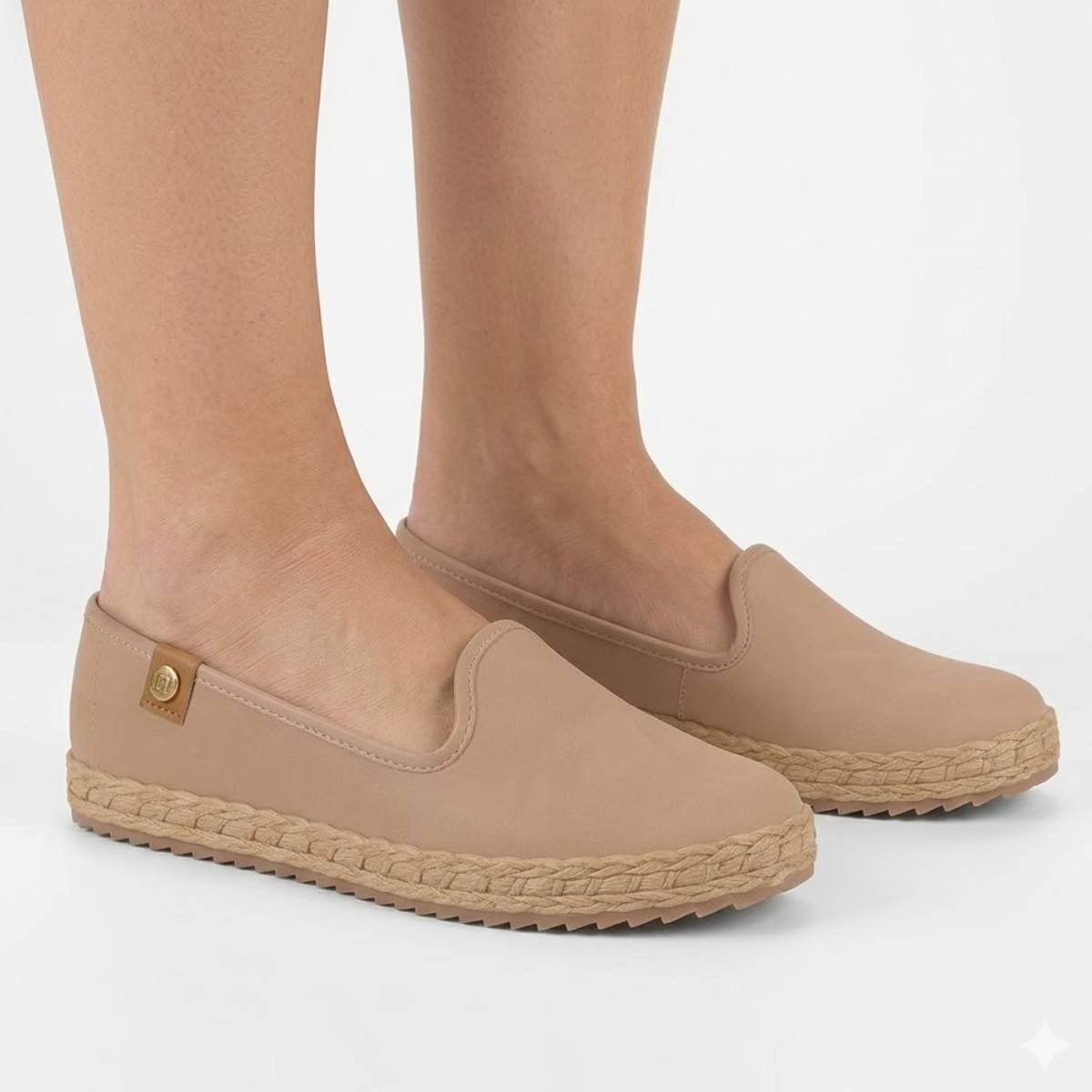 Mocassim Feminino Moleca Slip On Salto Baixo Confortavel Bege 3