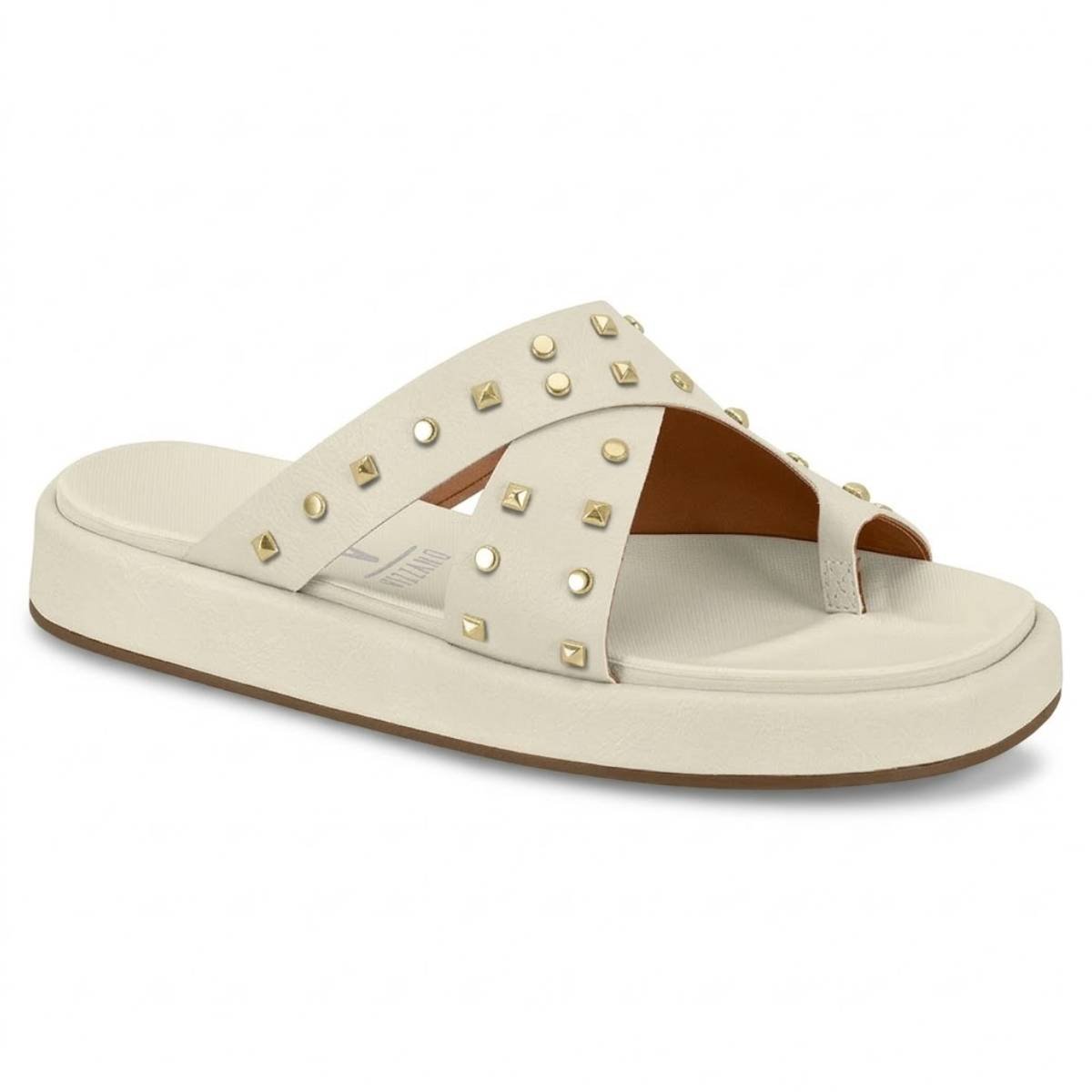 Sandalia Feminina Vizzano Casual Brilhos Tiras Slide Confortavel Original