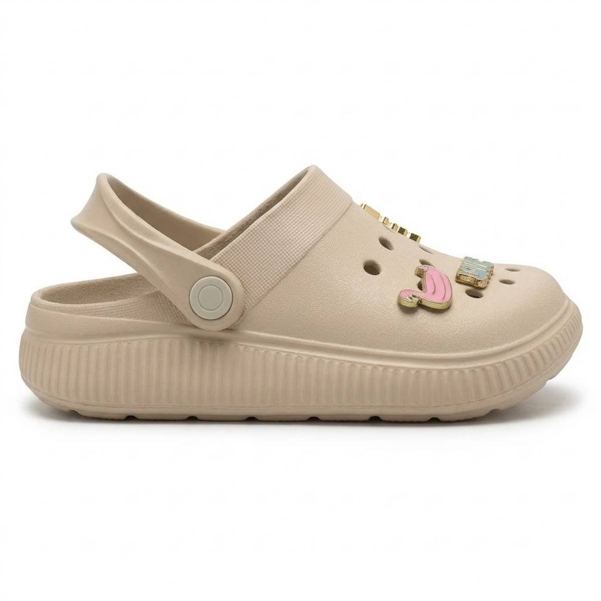 Babuche Menina Molekinha Casual Pingentes Fivela Confortavel Original Bege 2