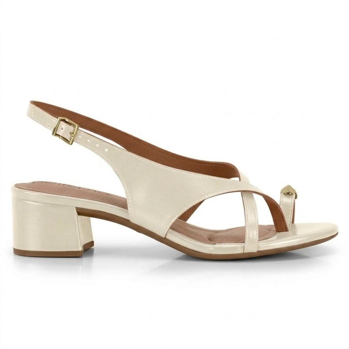 Sandalia de Dedo Feminina Beira Rio Salto Grosso Bloco Fivela Confortavel Original Branco 2