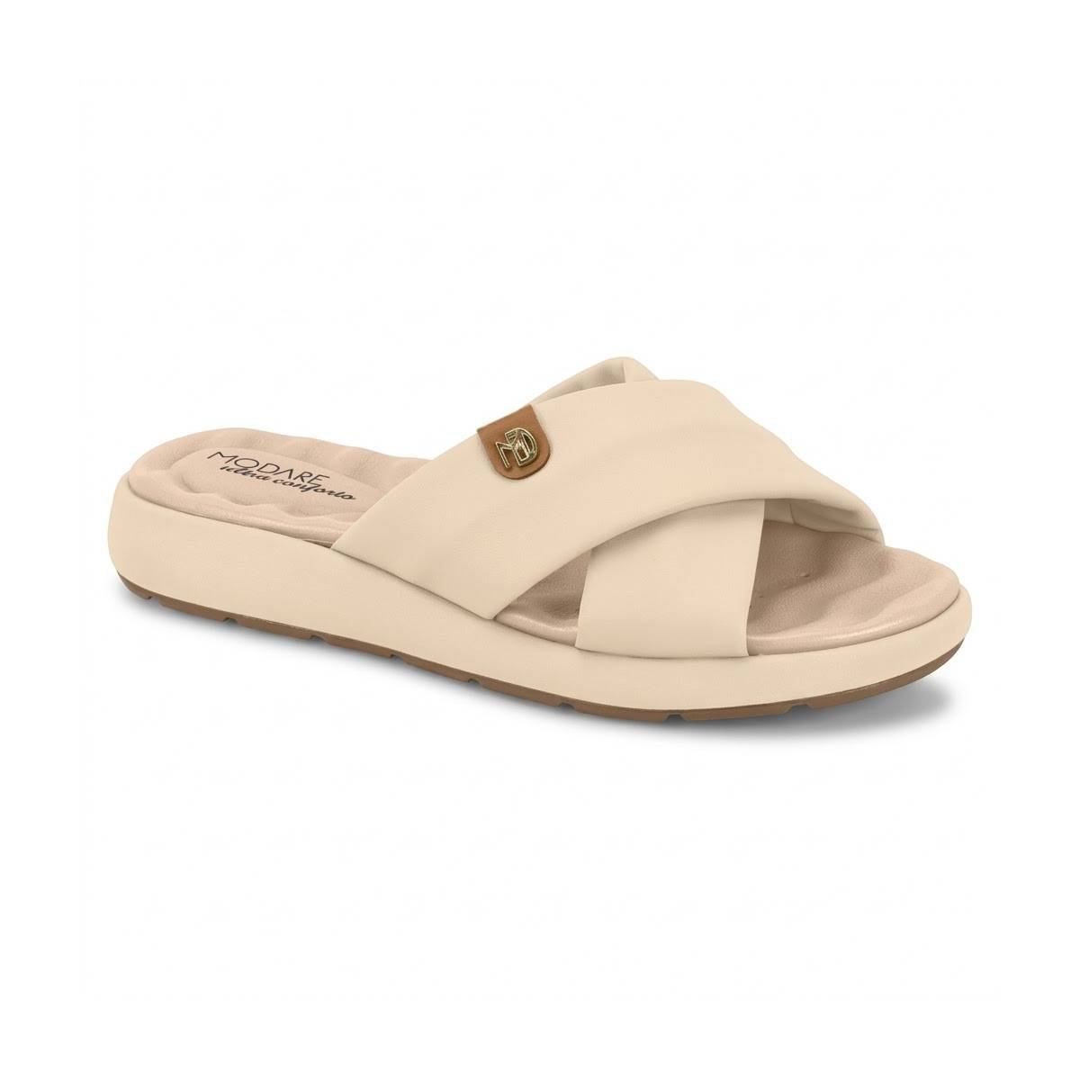 Sandalia Chinelo Feminina Modare Ortopedica Casual Tiras Ultraconfortavel Esporao Confortavel Original Creme 2