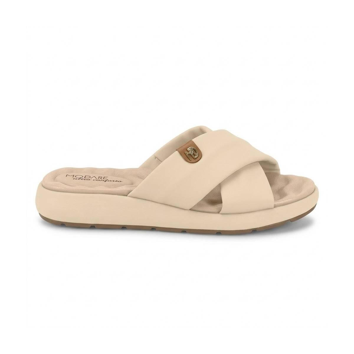 Sandalia Chinelo Feminina Modare Ortopedica Casual Tiras Ultraconfortavel Esporao Confortavel Original Creme 3