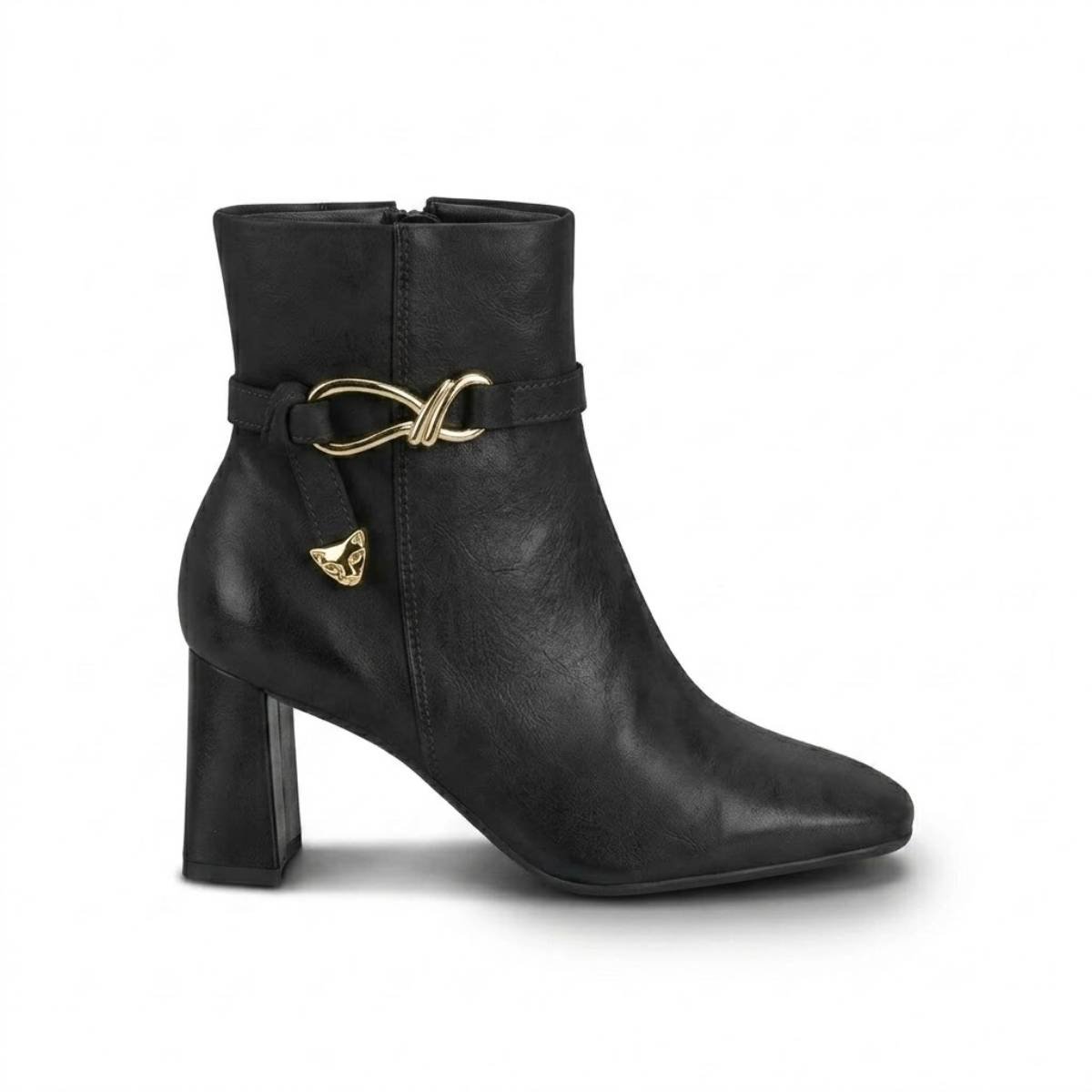 Bota Feminina Beira Rio Cano Curto Ziper Confortavel Original Preto 2