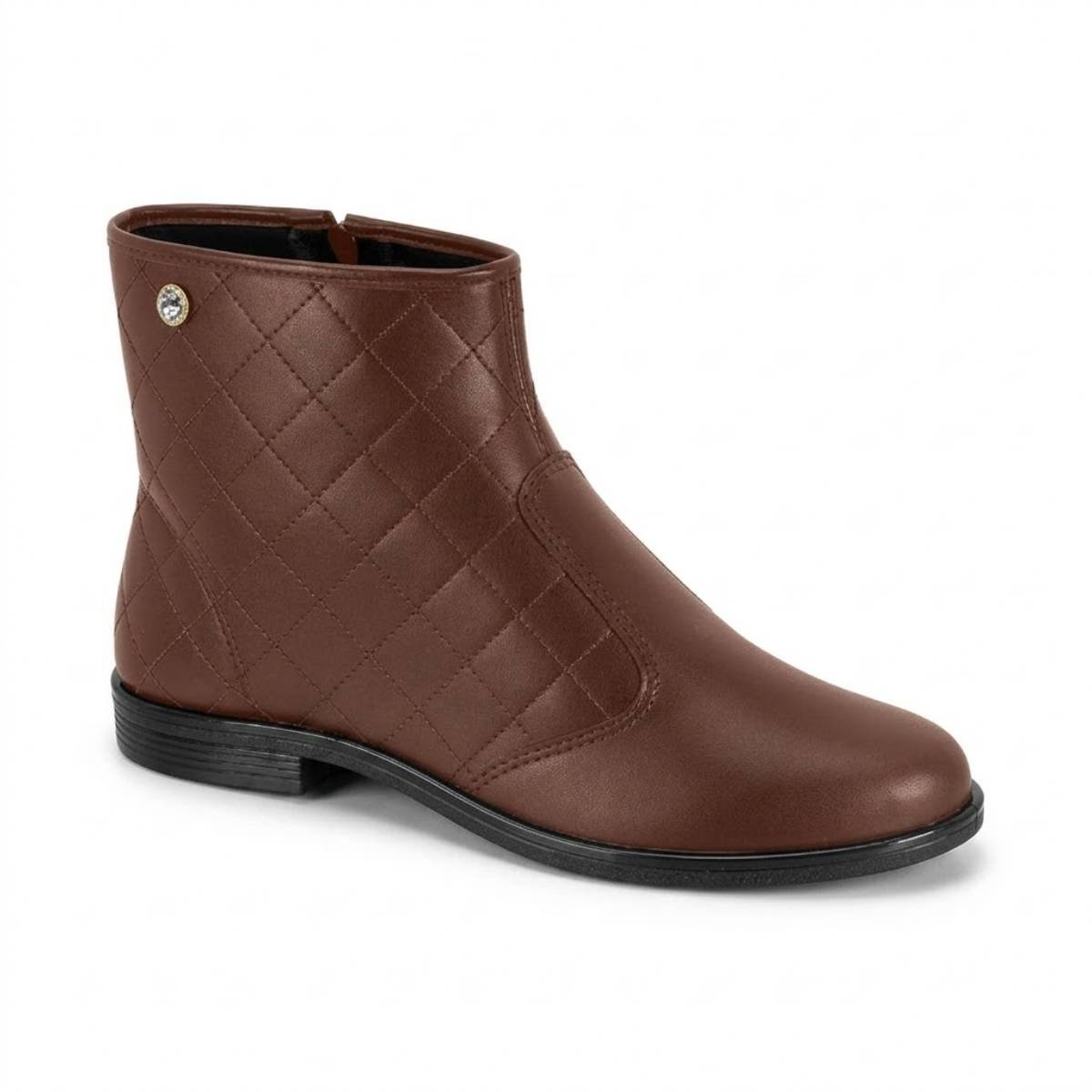 Bota Feminina Beira Rio Cano Curto Ziper Confortavel Pingente