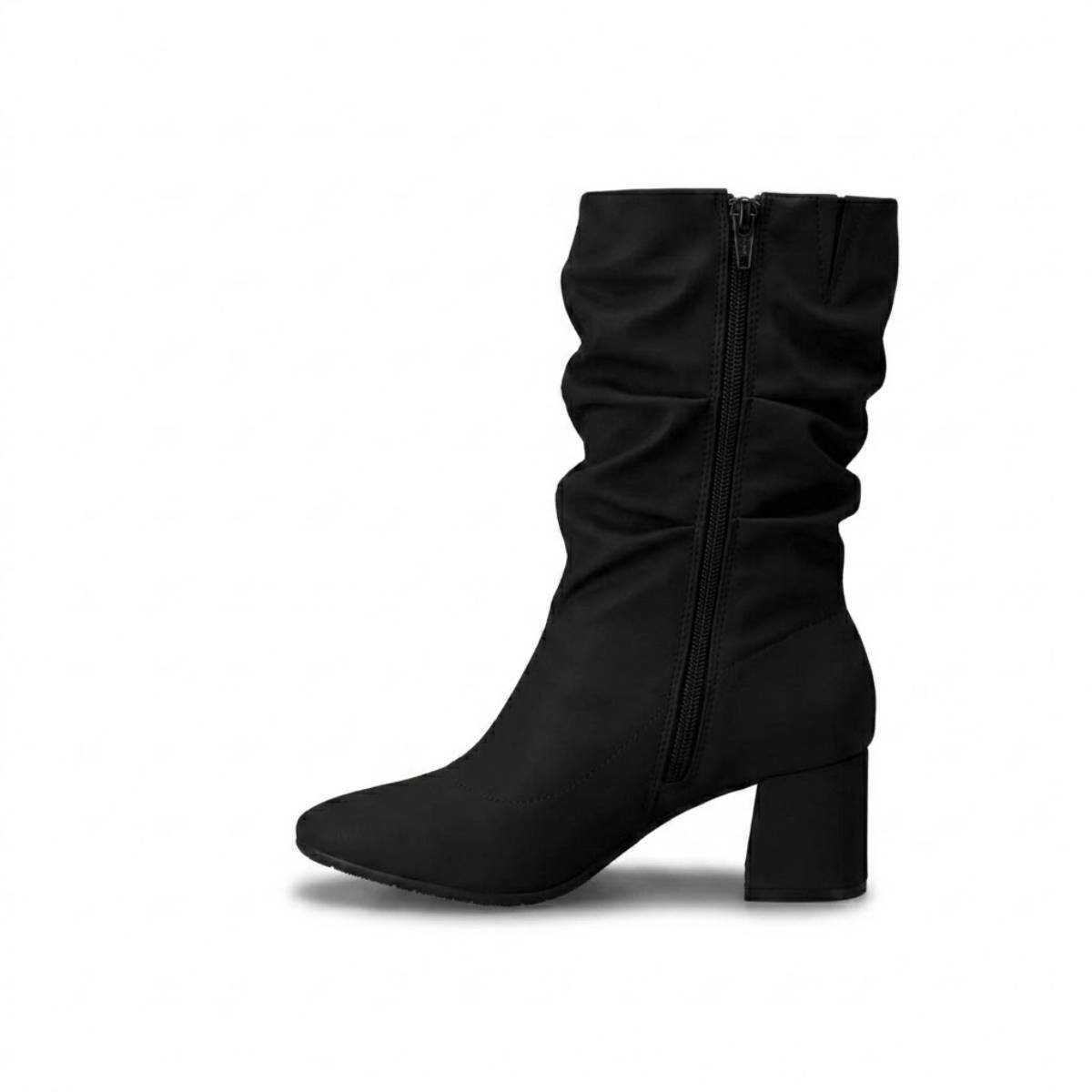 Bota Feminina Beira Rio Cano Medio Salto Grosso Confortavel Original Preto 2