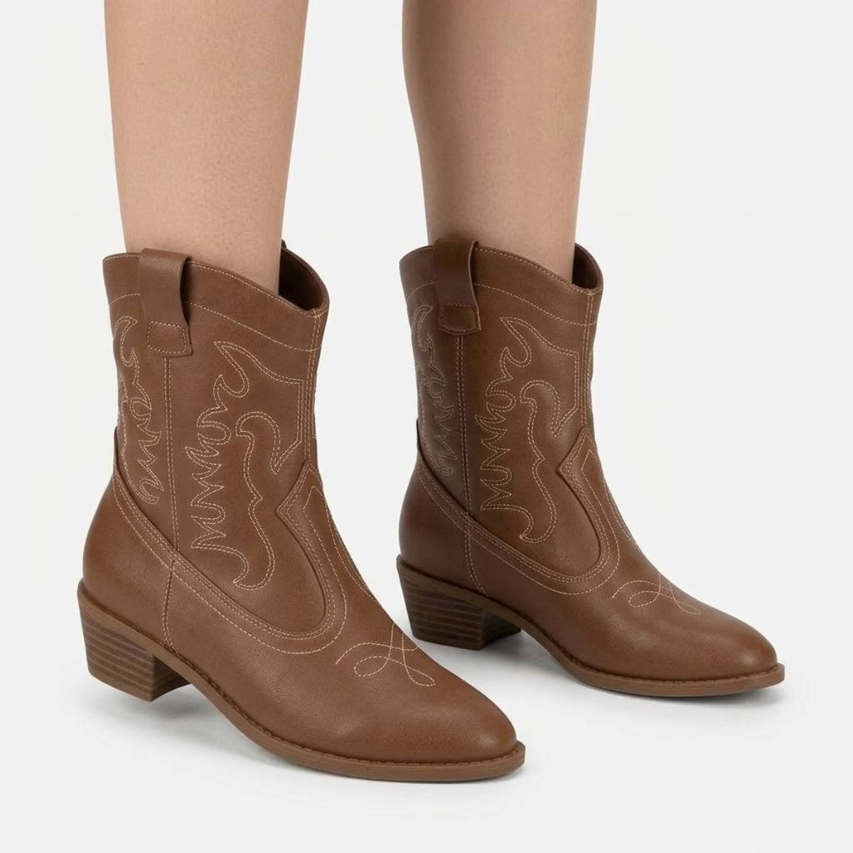 Bota Feminina Moleca Cowboy Casual Tratorada Confortavel Original Avelã 3