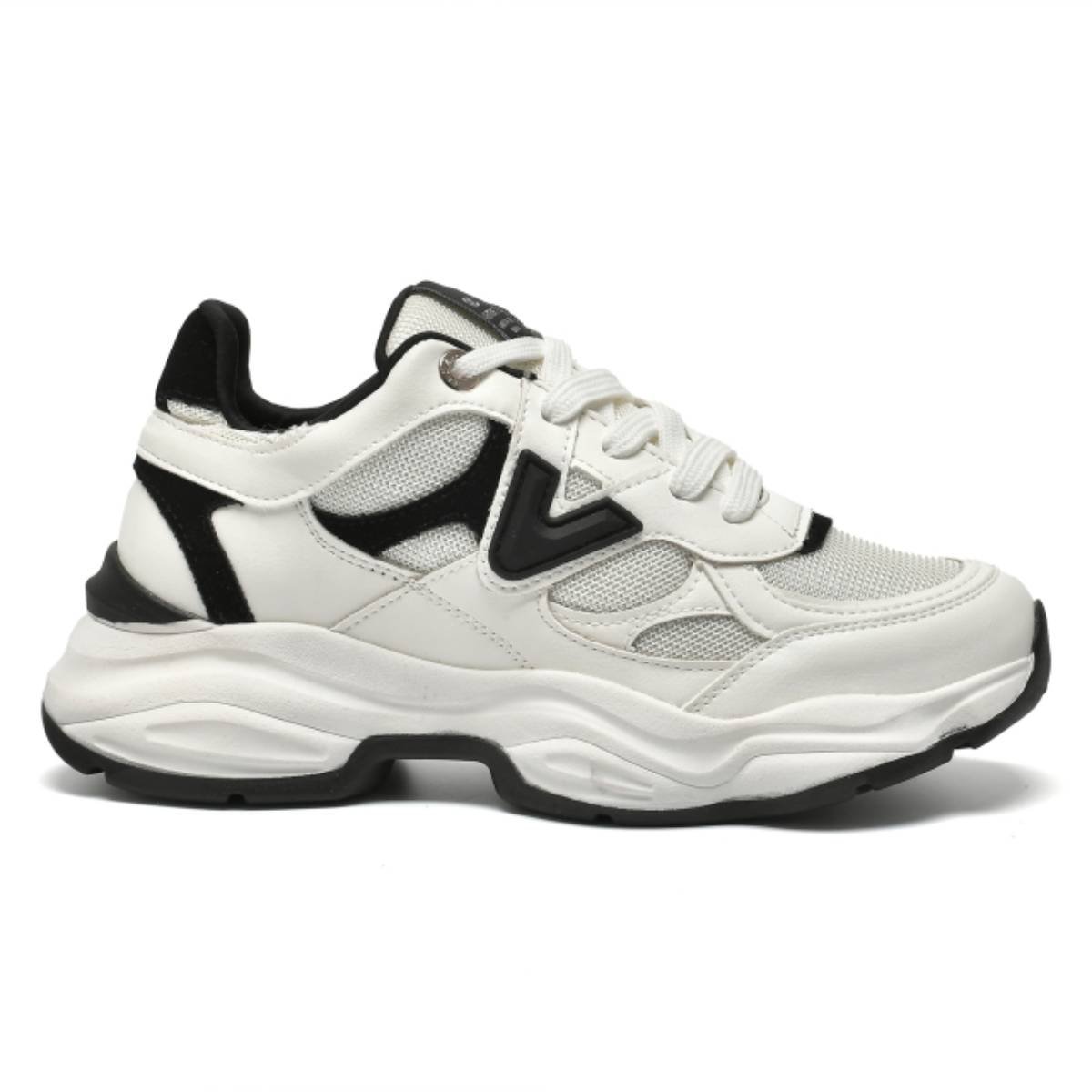 Tenis Feminino Via Marte Chunky Casual Original Confortavel Branco/Preto 2