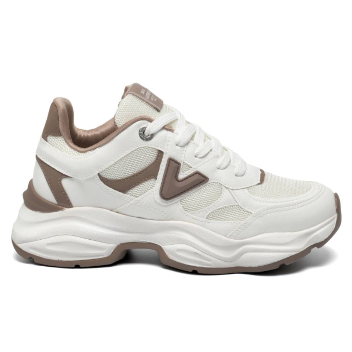 Tenis Feminino Via Marte Chunky Casual Original Confortavel Branco/Marrom 2