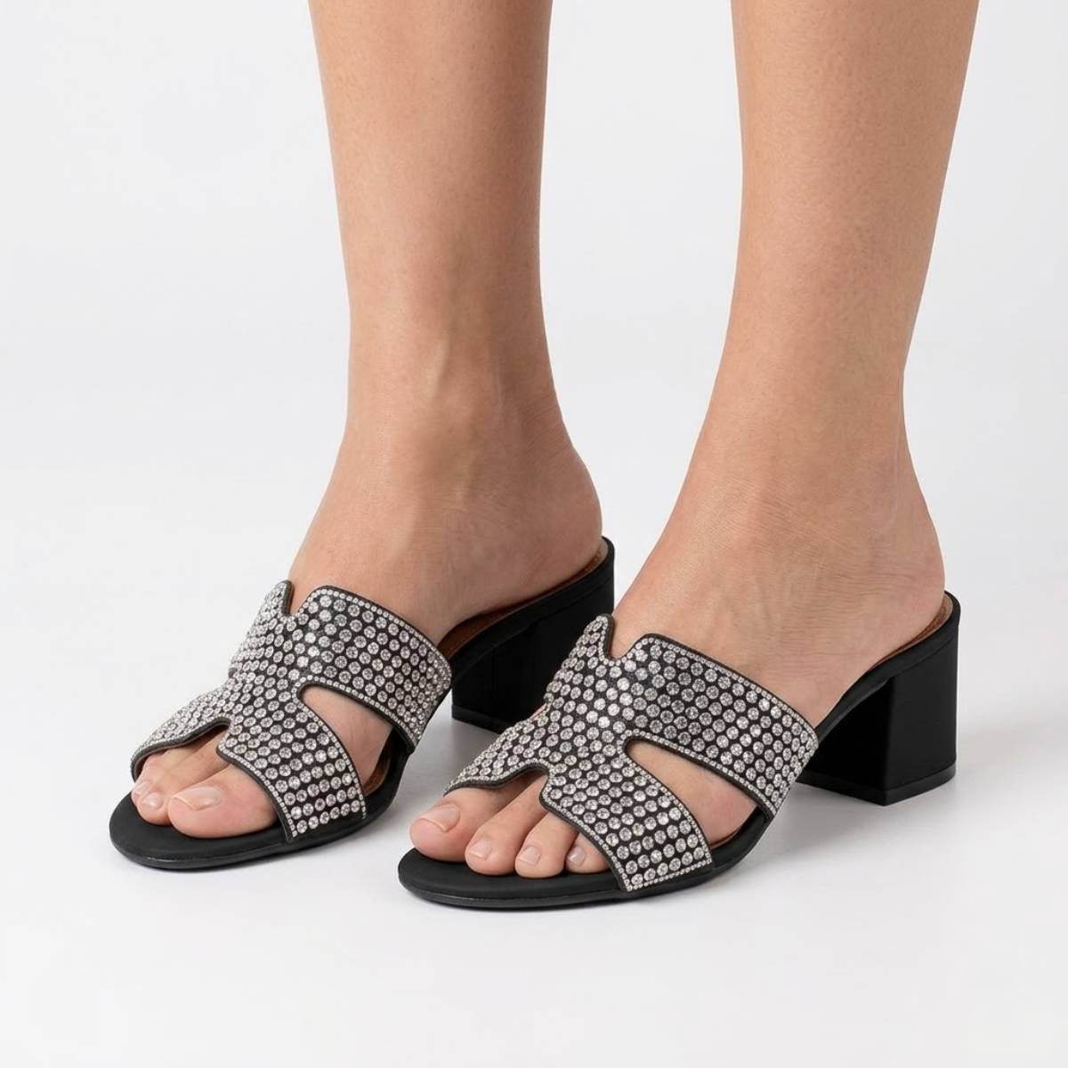 Sandalia Feminina Vizzano Casual Salto Grosso Baixo  Tira Strass Confortavel Original Preto 3