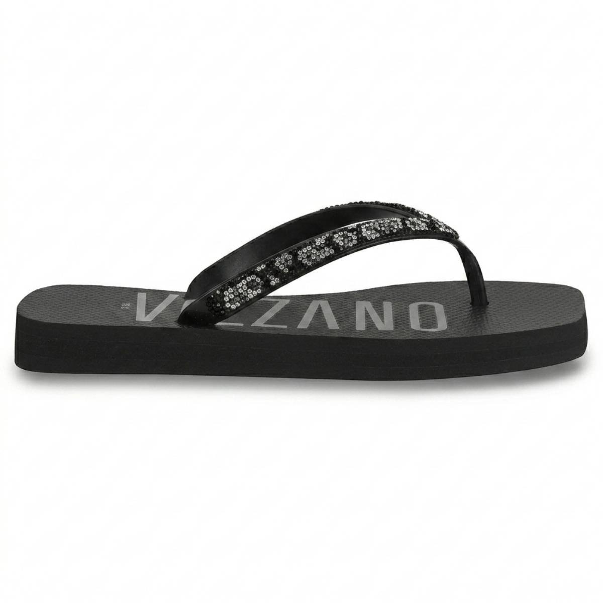 Sandalia Chinelo Feminino Vizzano Casual Dia a Dia Strass Plano Confortavel Original Preto 2