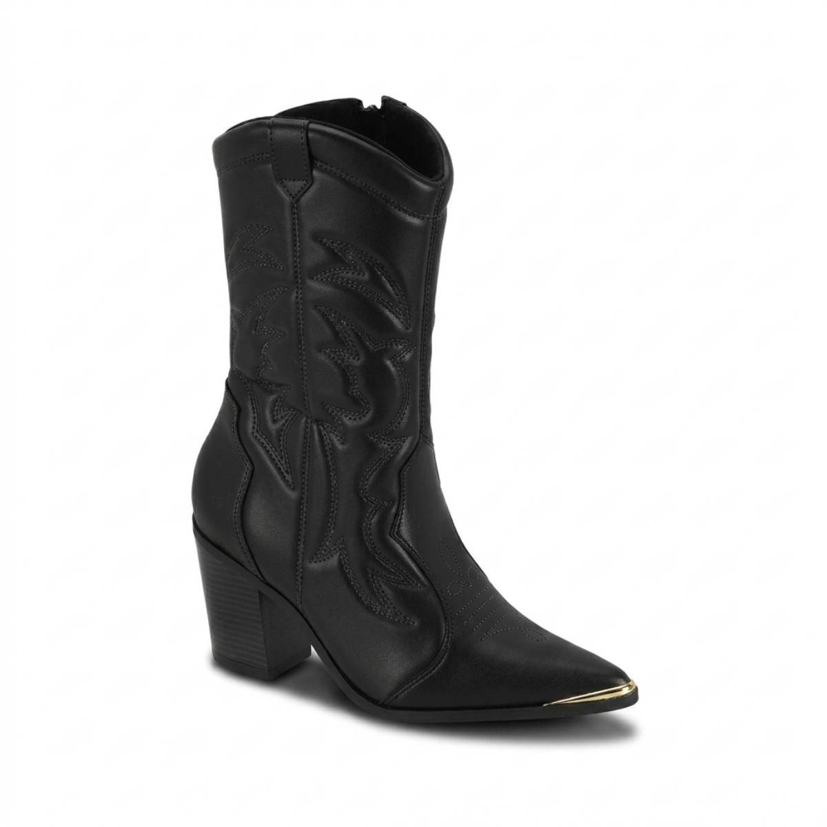 Bota Feminina Vizzano Country Western Bico Fino Salto Bloco Grosso Cano Curto Confortavel Original