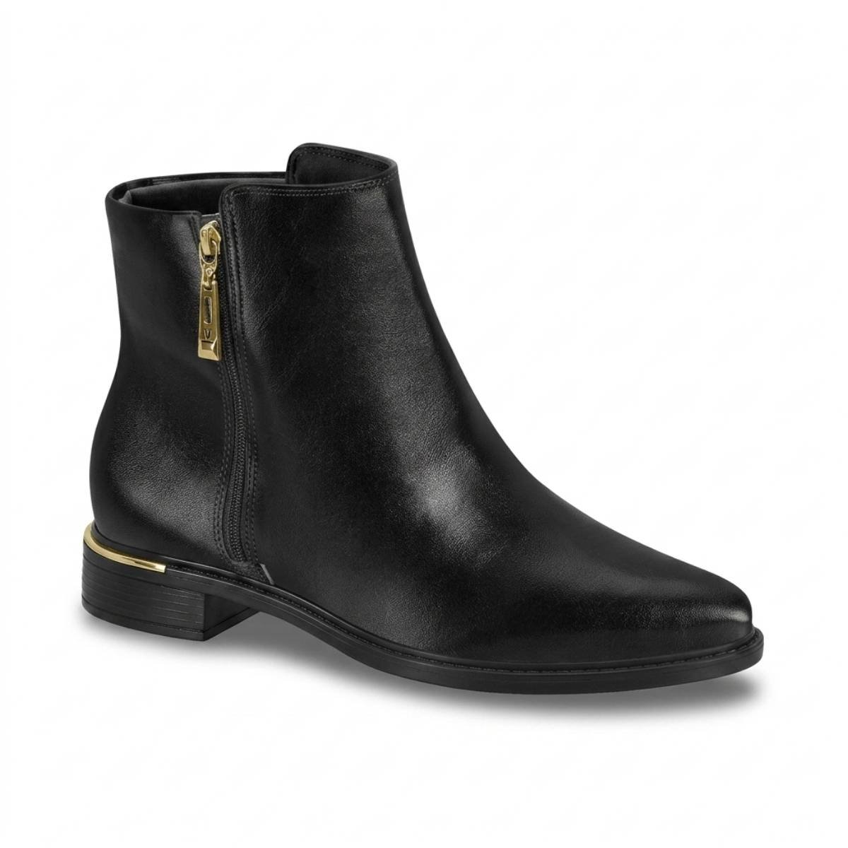 Bota Feminina Vizzano Salto Baixo Grosso Bloco Bico Fino Ziper Metalico Confortavel Original