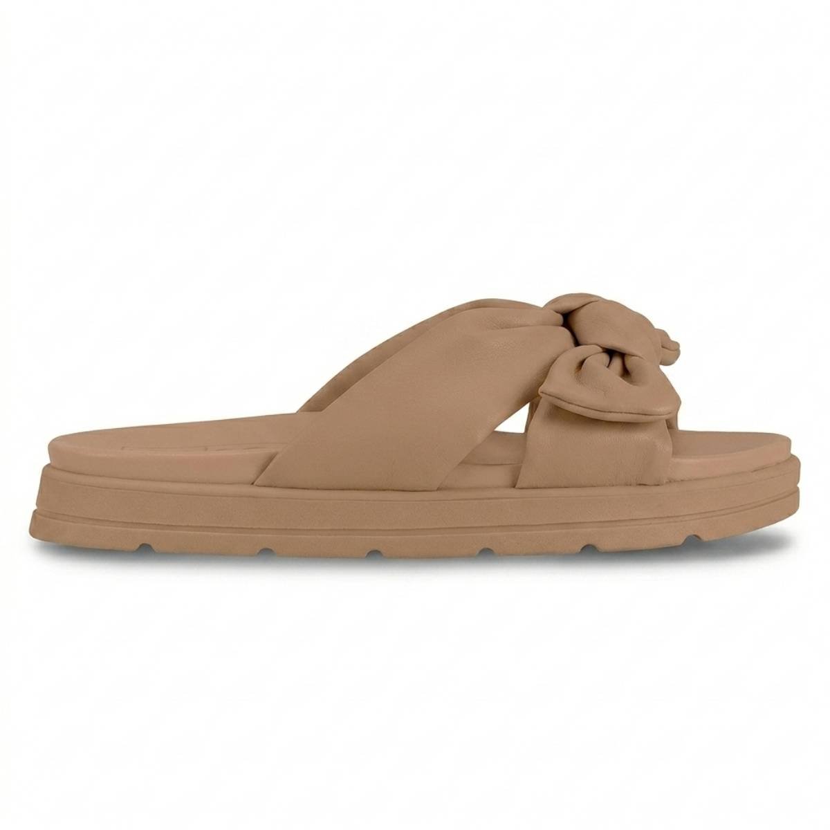 Sandalia Papete Feminina Moleca Tira Laco Plana Tratorada Casual Confortavel Original Nude 2