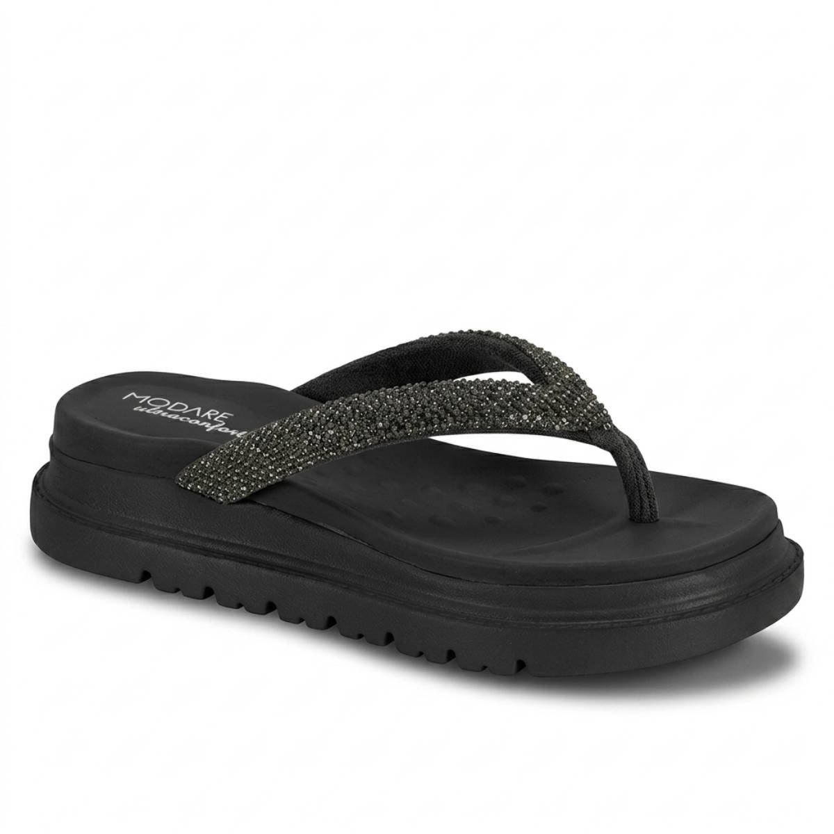 Sandalia Papete Feminino Modare Casual Strass Chinelo Tratorado Ortopedico Confortavel Original