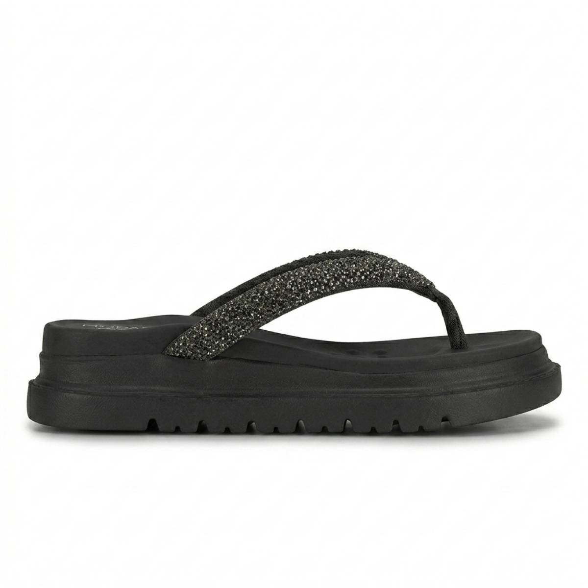 Sandalia Papete Feminino Modare Casual Strass Chinelo Tratorado Ortopedico Confortavel Original Preto 2