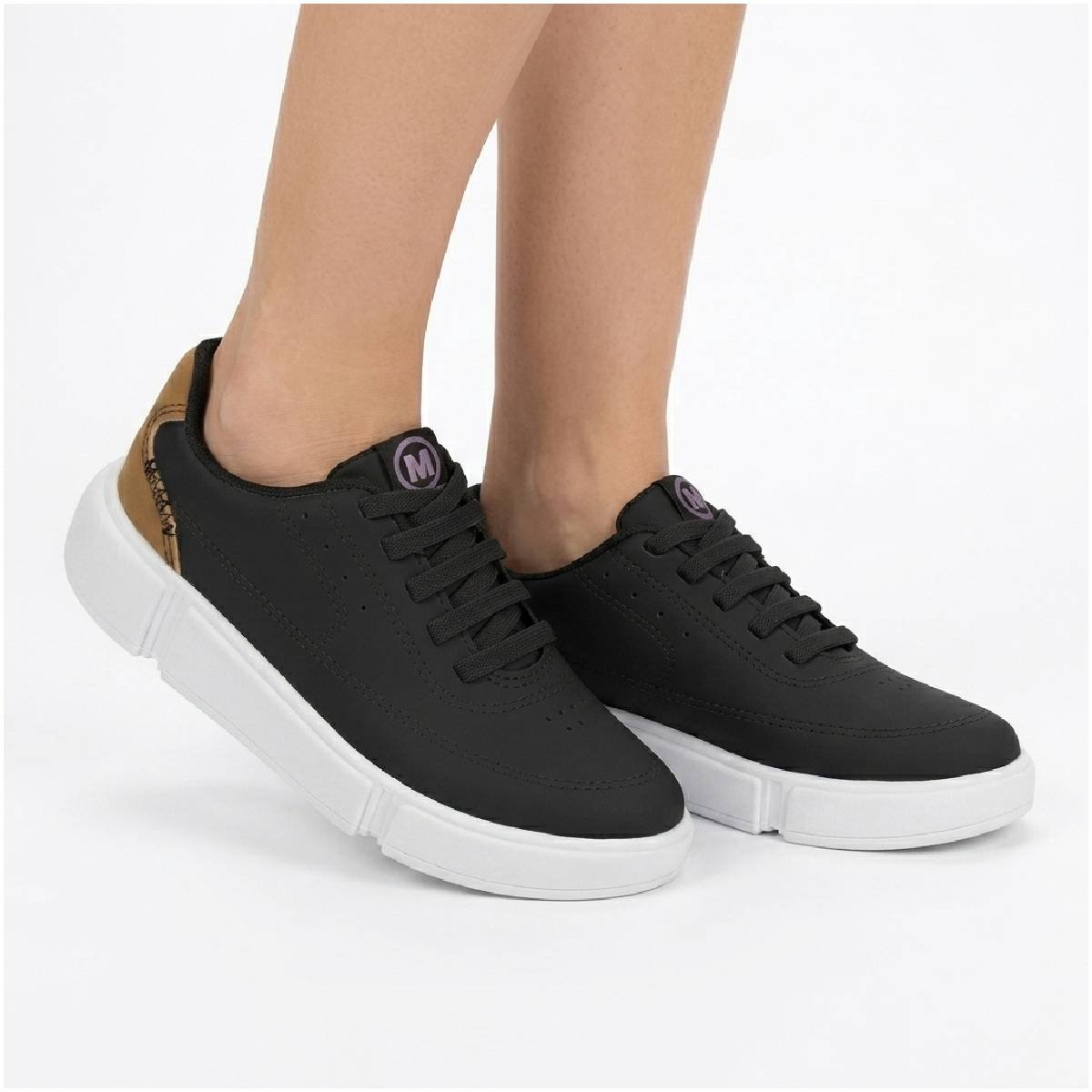 Tenis Menino Molekinho Infantil Casual Calce Facil Plataforma Confortavel Original Preto/Caramelo 3