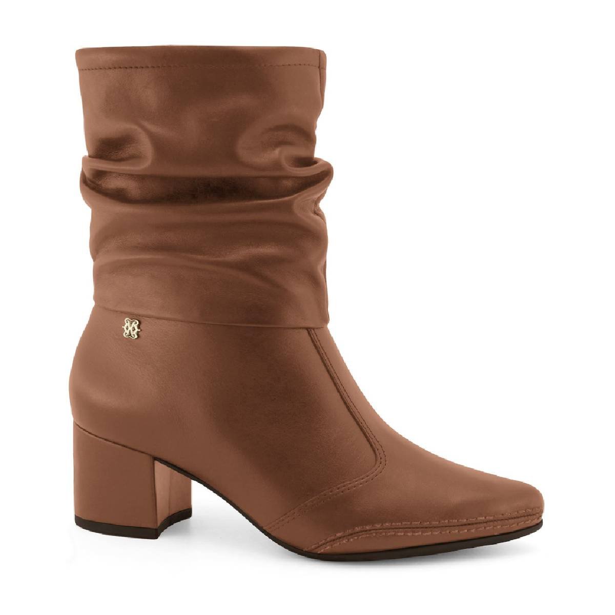 Bota Feminina Ramarim Salto Grosso Bloco Baixo Cano Curto Bico Fino Confortavel Original
