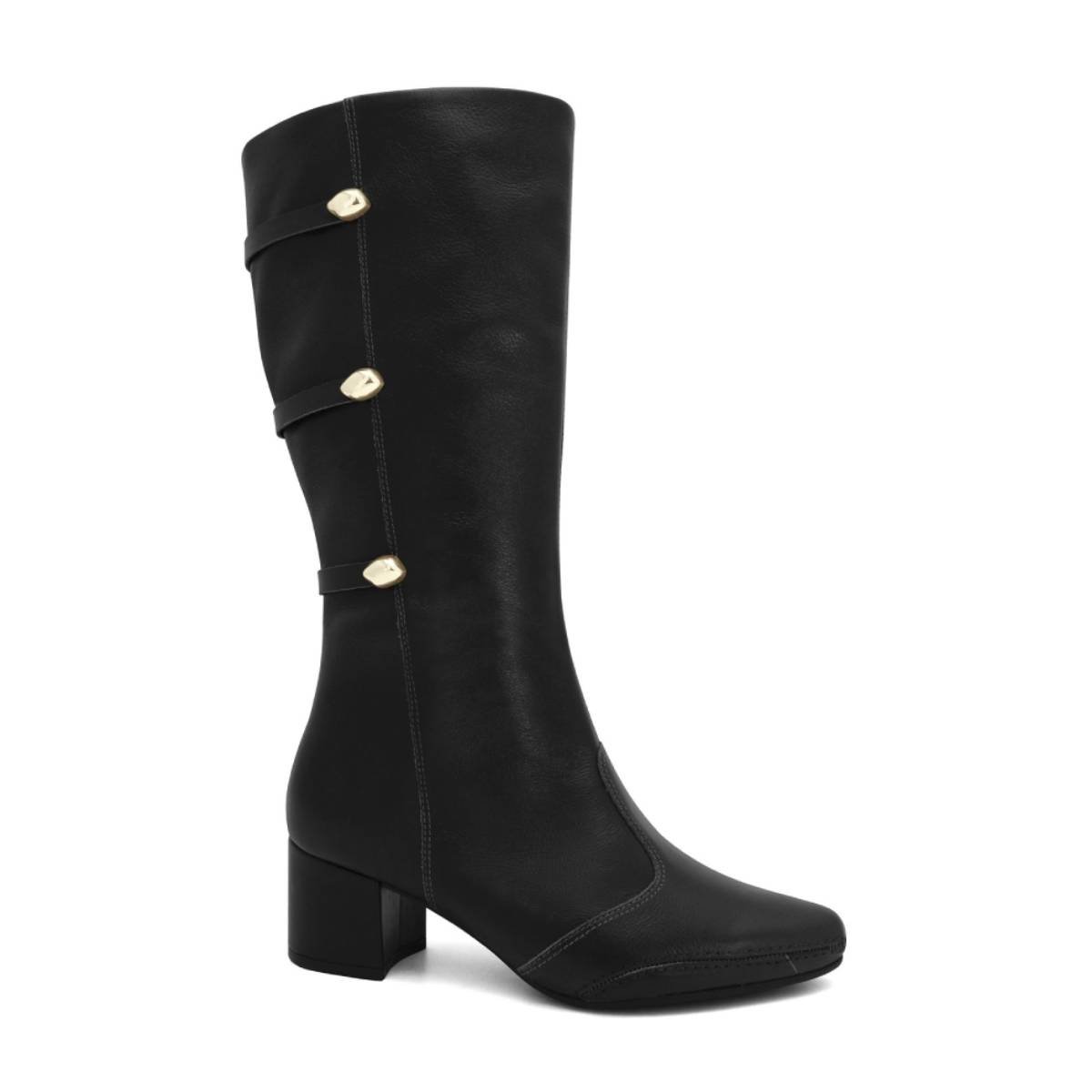 Bota Feminina Ramarim  Cano Alto Salto Baixo Bloco Grosso Confortavel Original