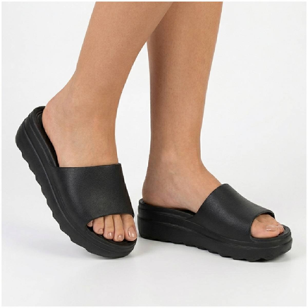 Sandalia Feminina Moleca Papete Tratorada Casual Nuvem Confortavel Original Preto 3