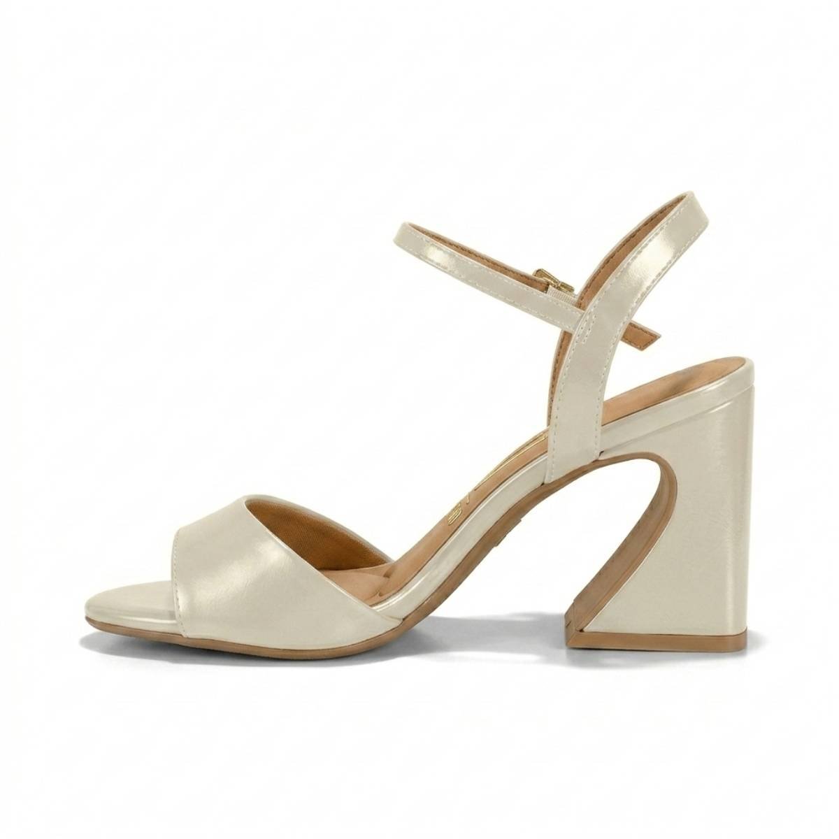 Sandalia Feminina Vizzano Casual Salto Biaxo Bloco Fivela Confortavel Original Branco 2