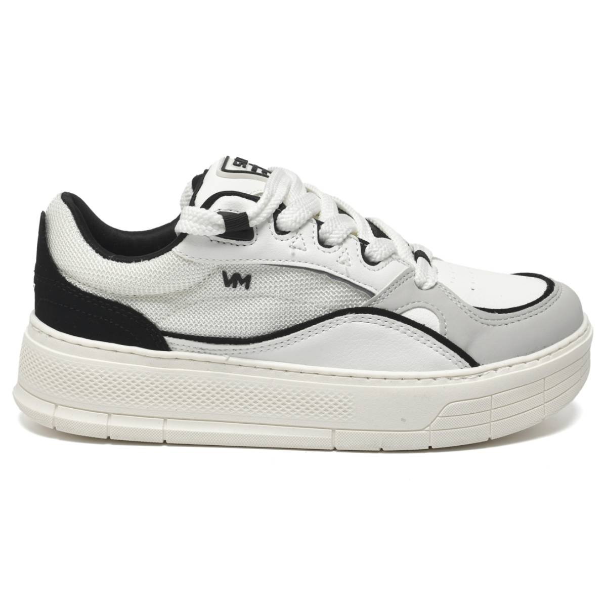 Tenis Feminino Via Marte Casual Urbano Sneaker Plataforma Plano Confortavel Original Branco/Preto 2