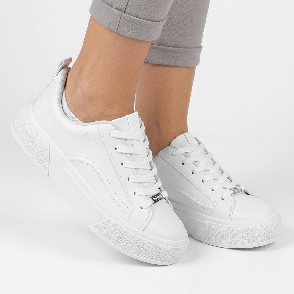 Tenis Feminino Vizzano Casual Sneaker Plataforma Plana Confortavel Original Branco 3
